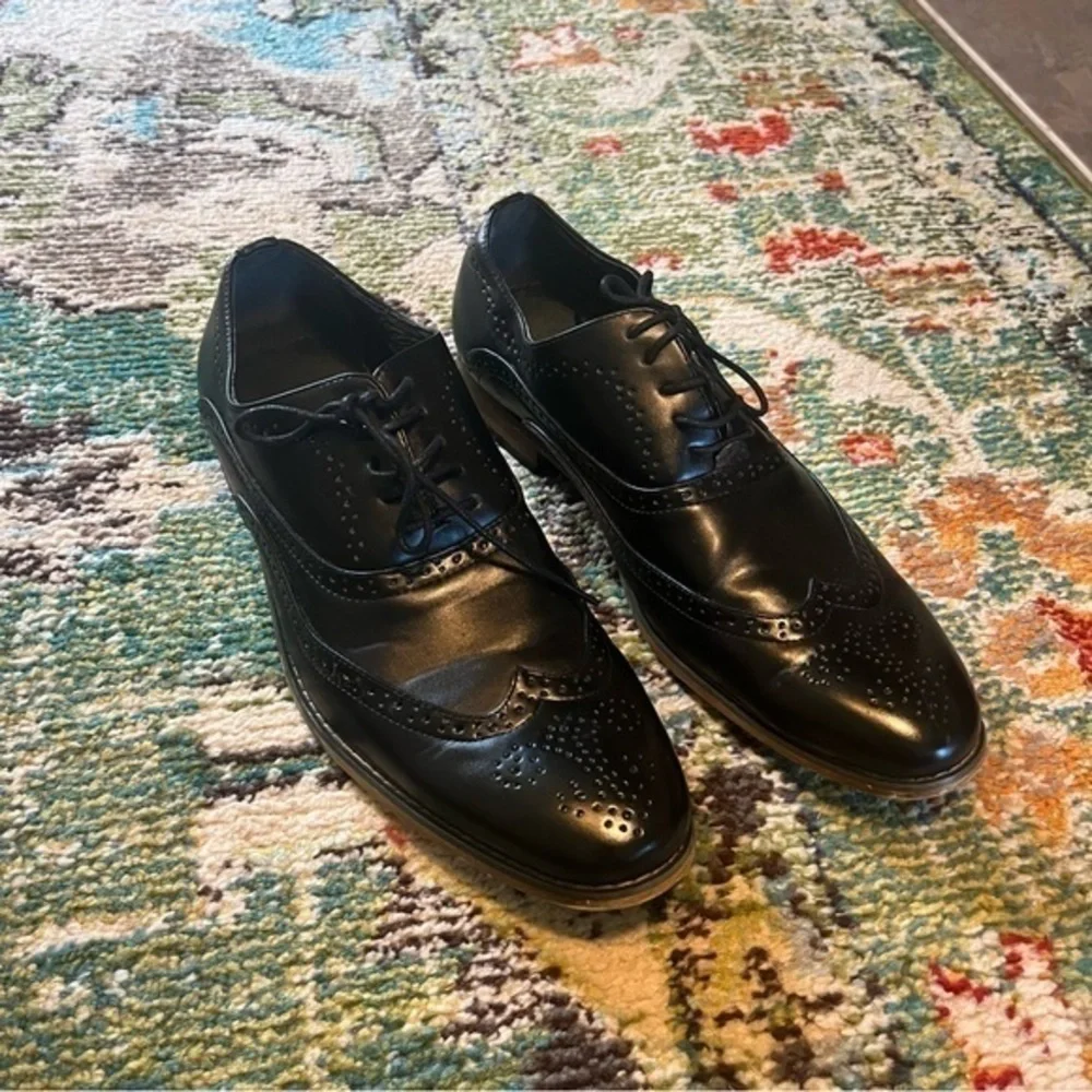 Men’s black leather Gino Vitale Oxford shoes